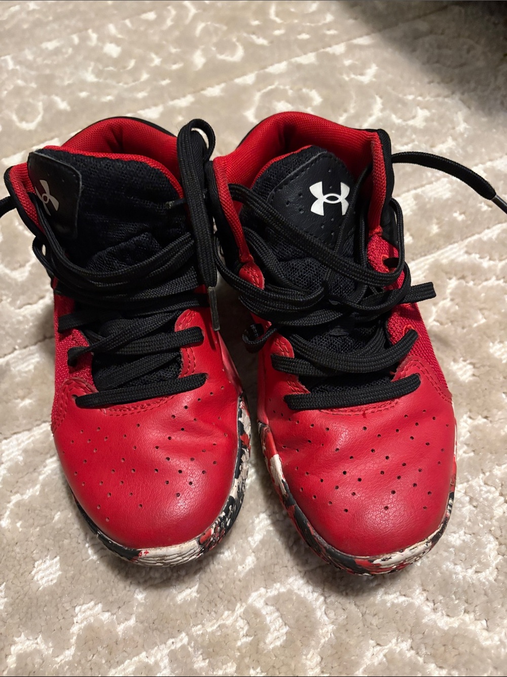 Under Armour Kids Red and Black High-Top Sneakers